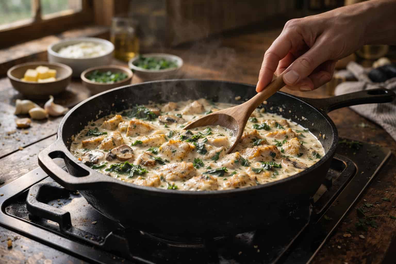 keto creamy chicken skillet