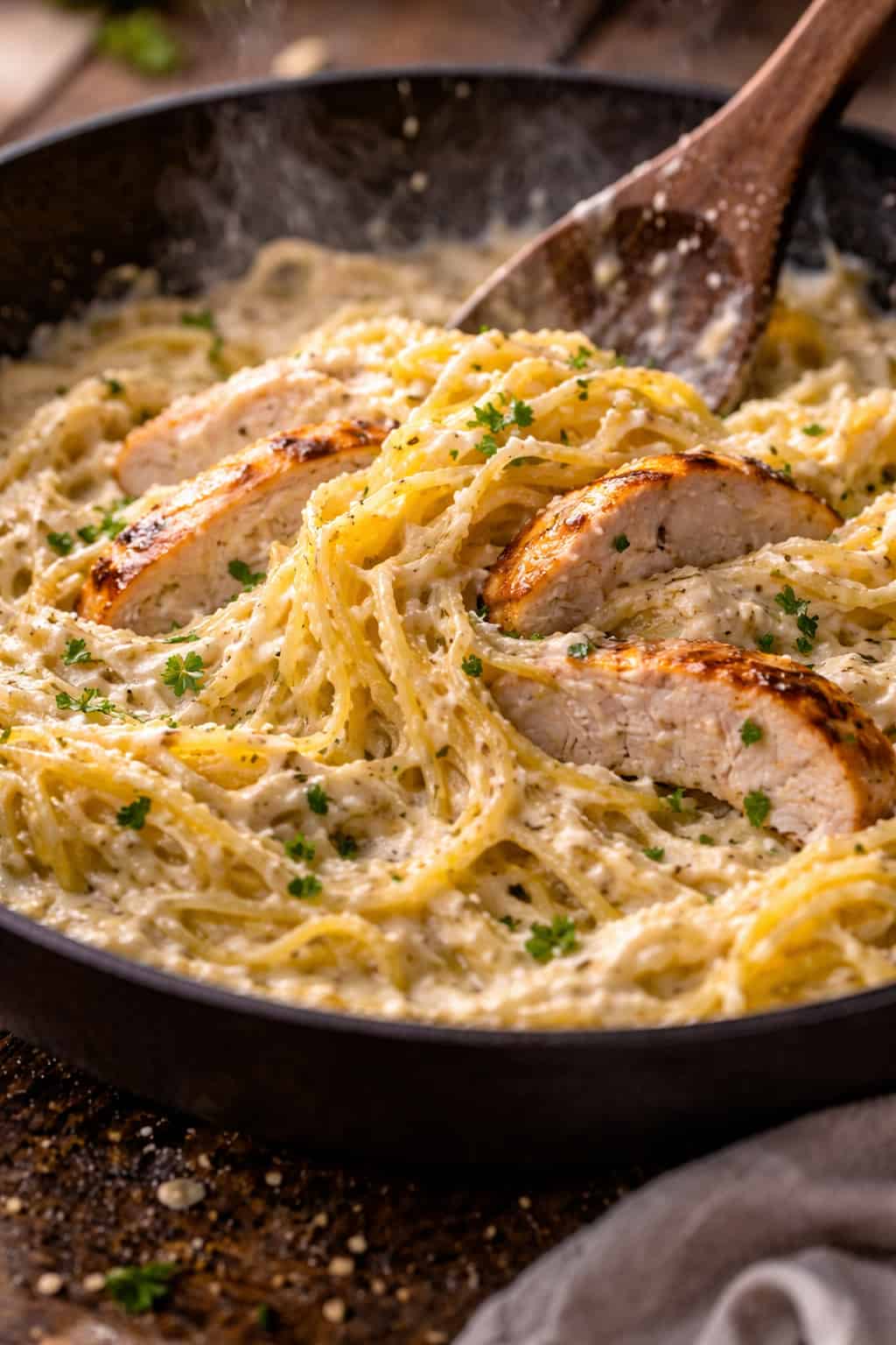 keto chicken alfredo spaghetti squash