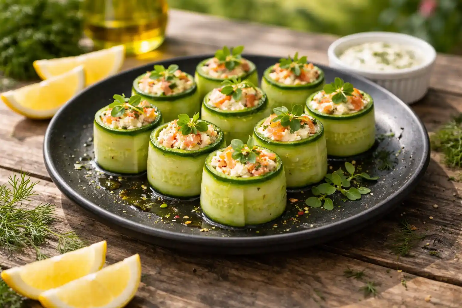 keto salmon cucumber rolls