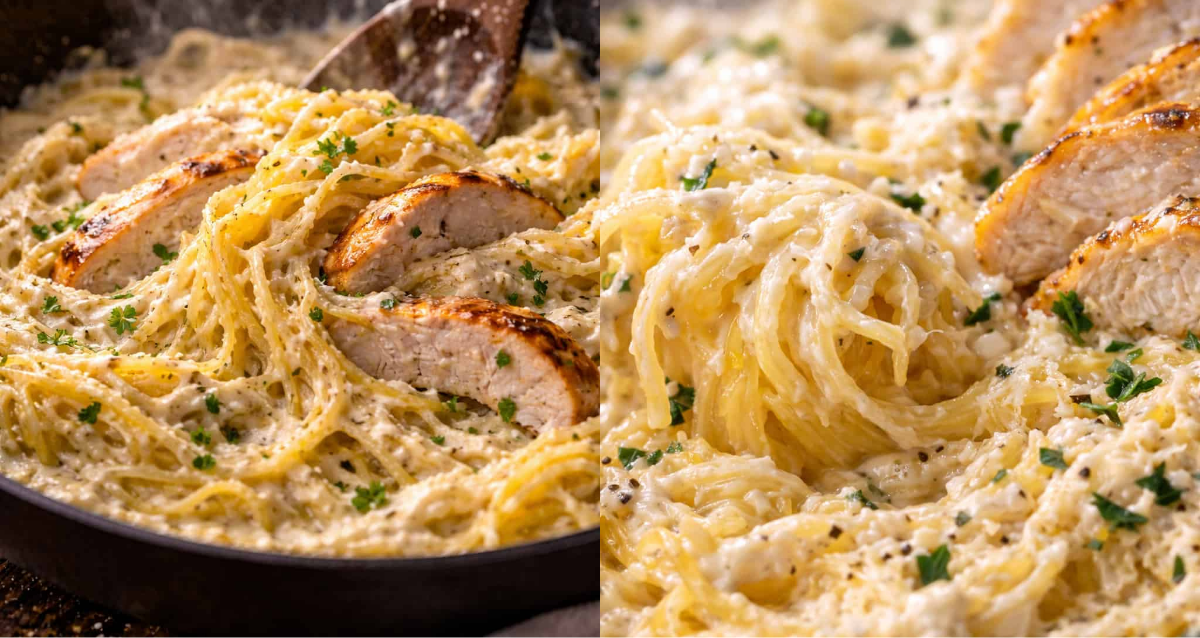 keto chicken alfredo spaghetti squash recipe