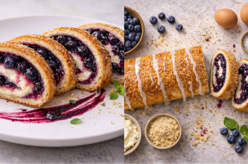 This Low Carb Blueberry Cream Cheese Roll Is Crispy, Creamy & Totally Addictive